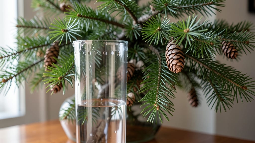 Christmas Tree Branches in Vase: Rustic Holiday Centerpiece With Evergreen Elegance