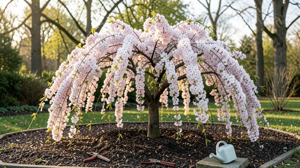 Prunus Snow Fountain Weeping Cherry Tree: Pacific Northwest's Frost-Resistant Graceful Canopy